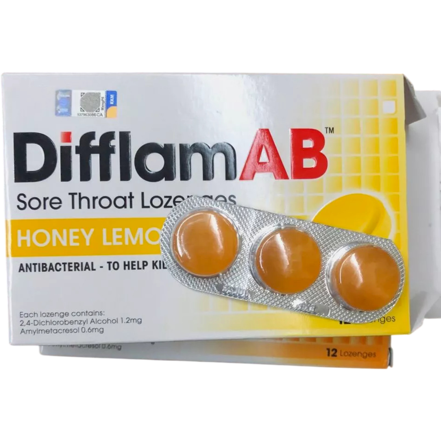 2 X Difflam AB 12’s Lozenges Honey & Lemon Flavour Soothes Relieve Sore Throat