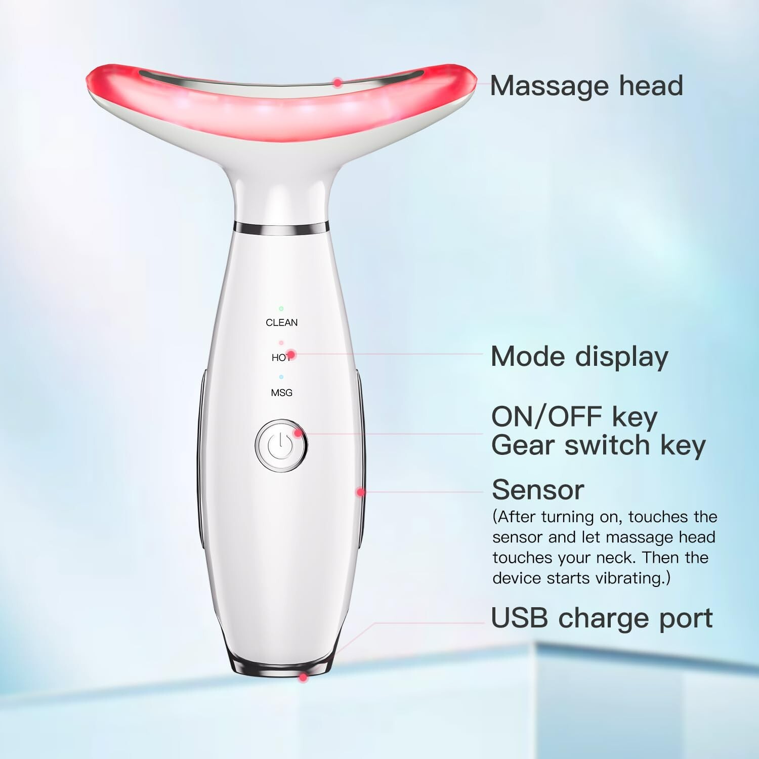 Neck Face Beauty Device, Skin Care Face Massage,3 in 1 Facial Massager, Face Scu