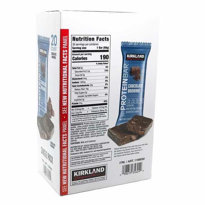 Kirkland Signature Protein Bar Chocolate Brownie 2.12 oz Bars