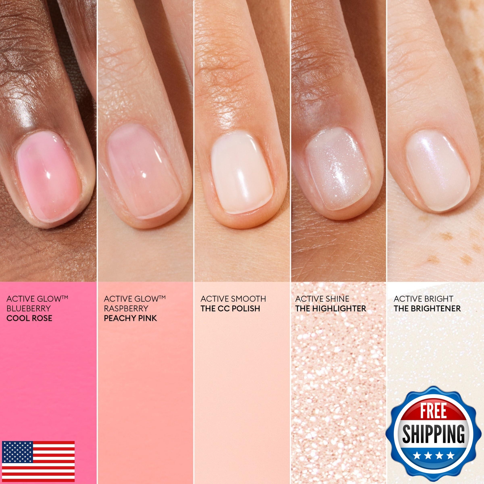 Manucurist Rainbow Active™ Full Range 5-Pack – Nail Care and Polish Set – No