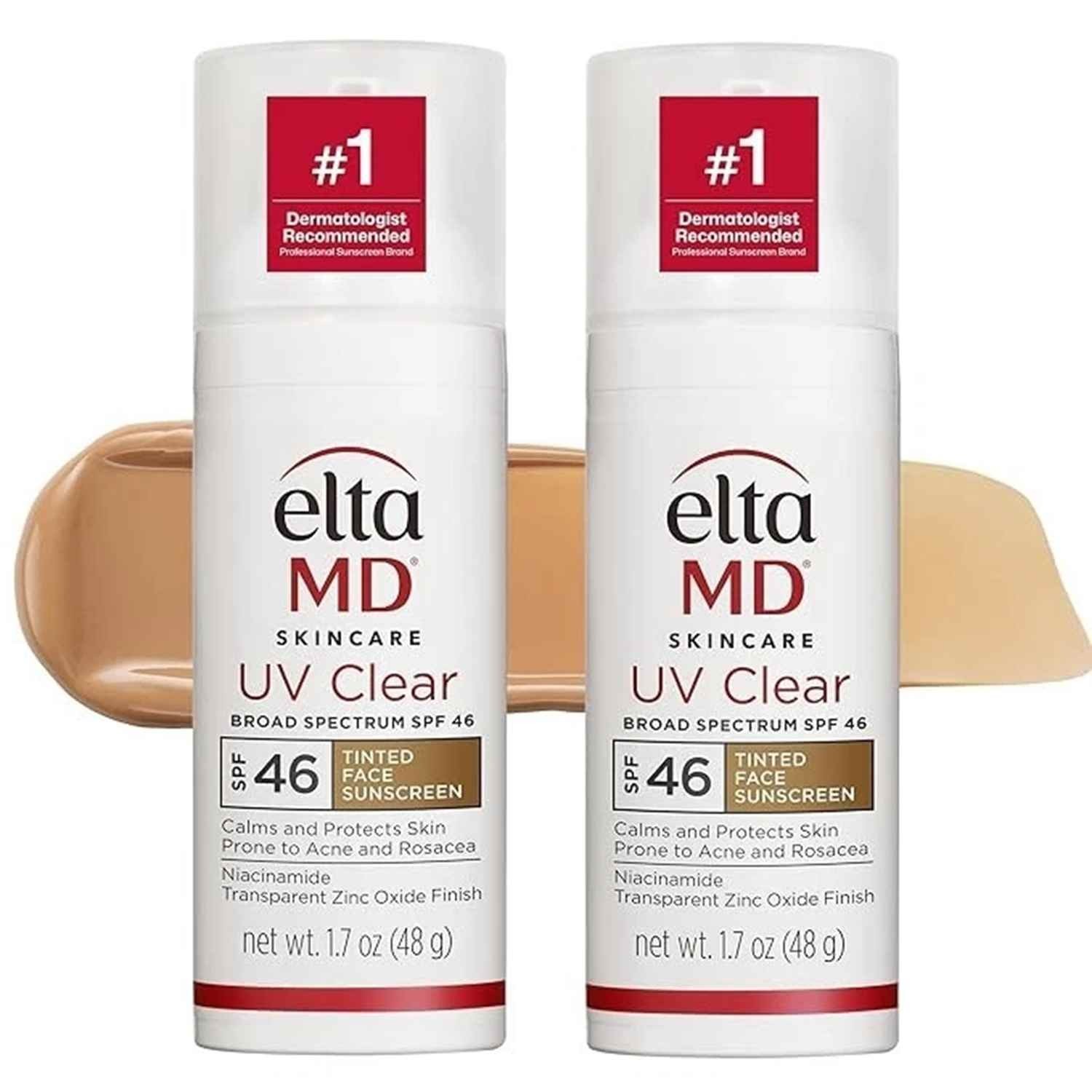 2 Pack E(ta MD UV Clear TINTED Facial Sunscreen SPF 46 1.7 oz EXP 03/27 USA SHIP