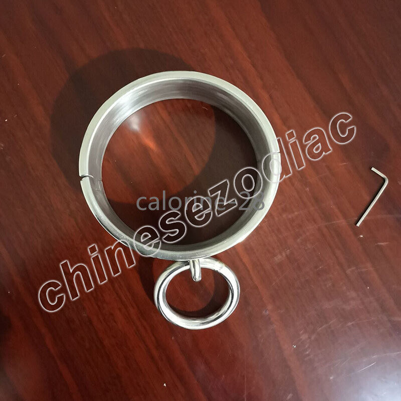 Overweight 6cm High Stainless Steel Neck Collar Cuff Big Rings Collar Restraint