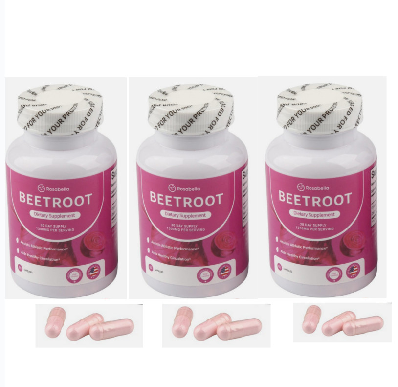 3X Rosabella Organic Beet Root 60 Capsules Natural Energy Boost Blood Pressure