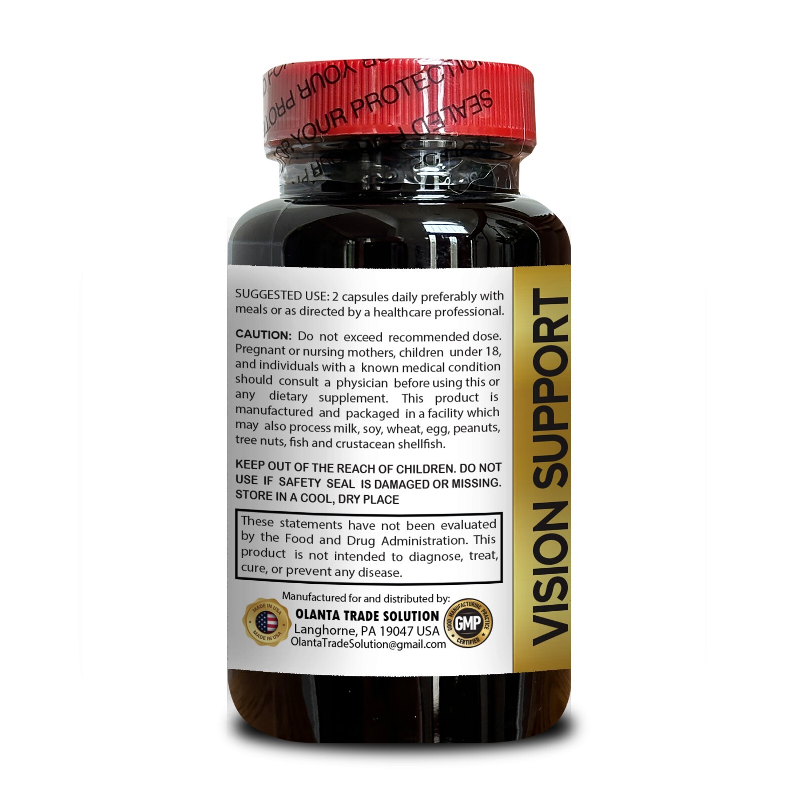 VISION SUPPORT – advanced vision formula with lutein, taurine supplements humans