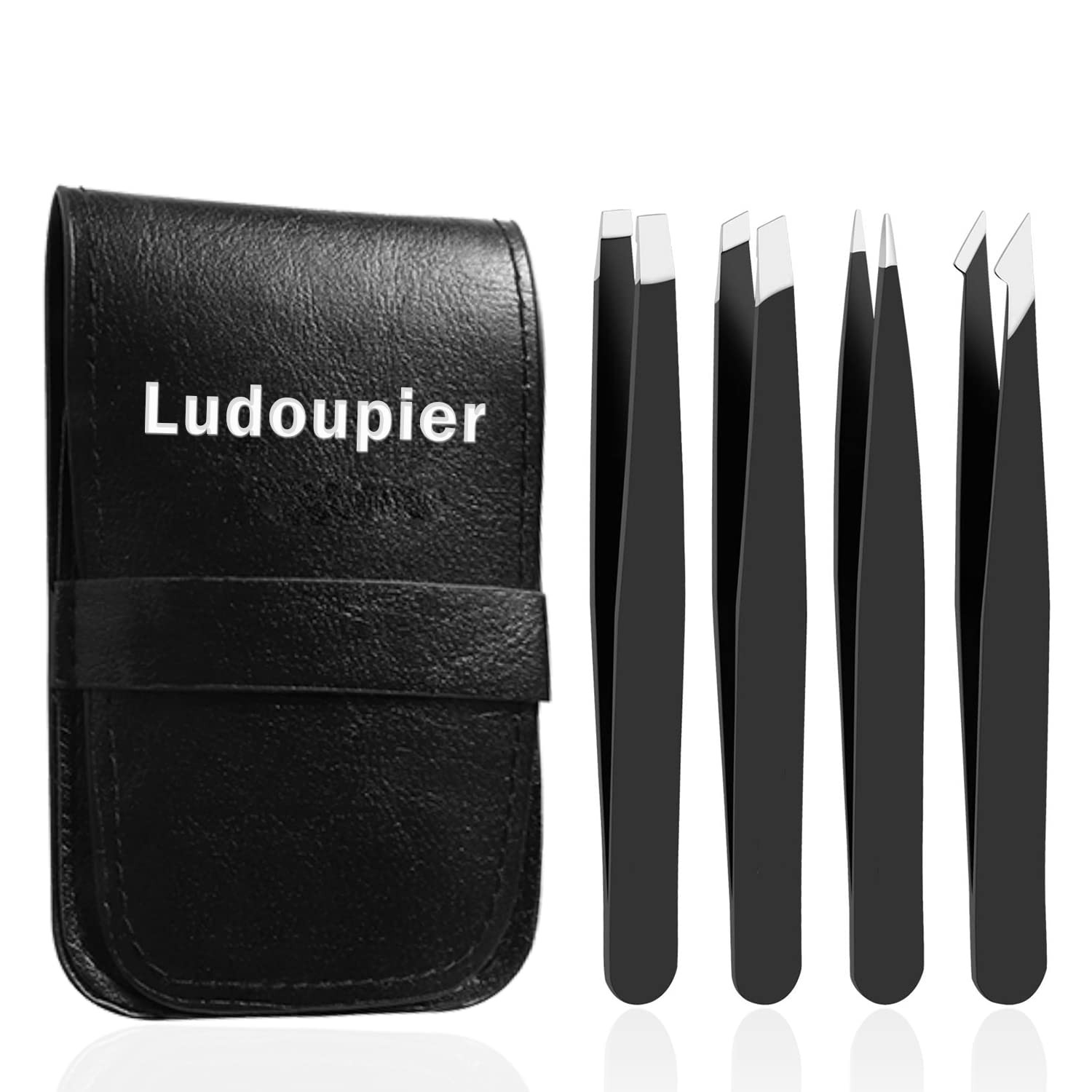 [4+1 Pieces] Tweezers Set with Travel Case, Great Precision Upgrade Professional