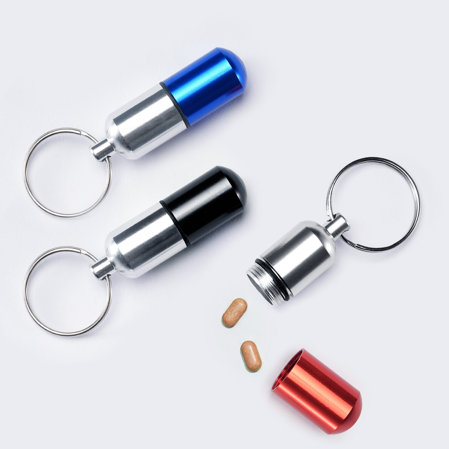 2x FDA Medicine Pill Capsule Mini Bottle Drug Portable Container Holder Keychain