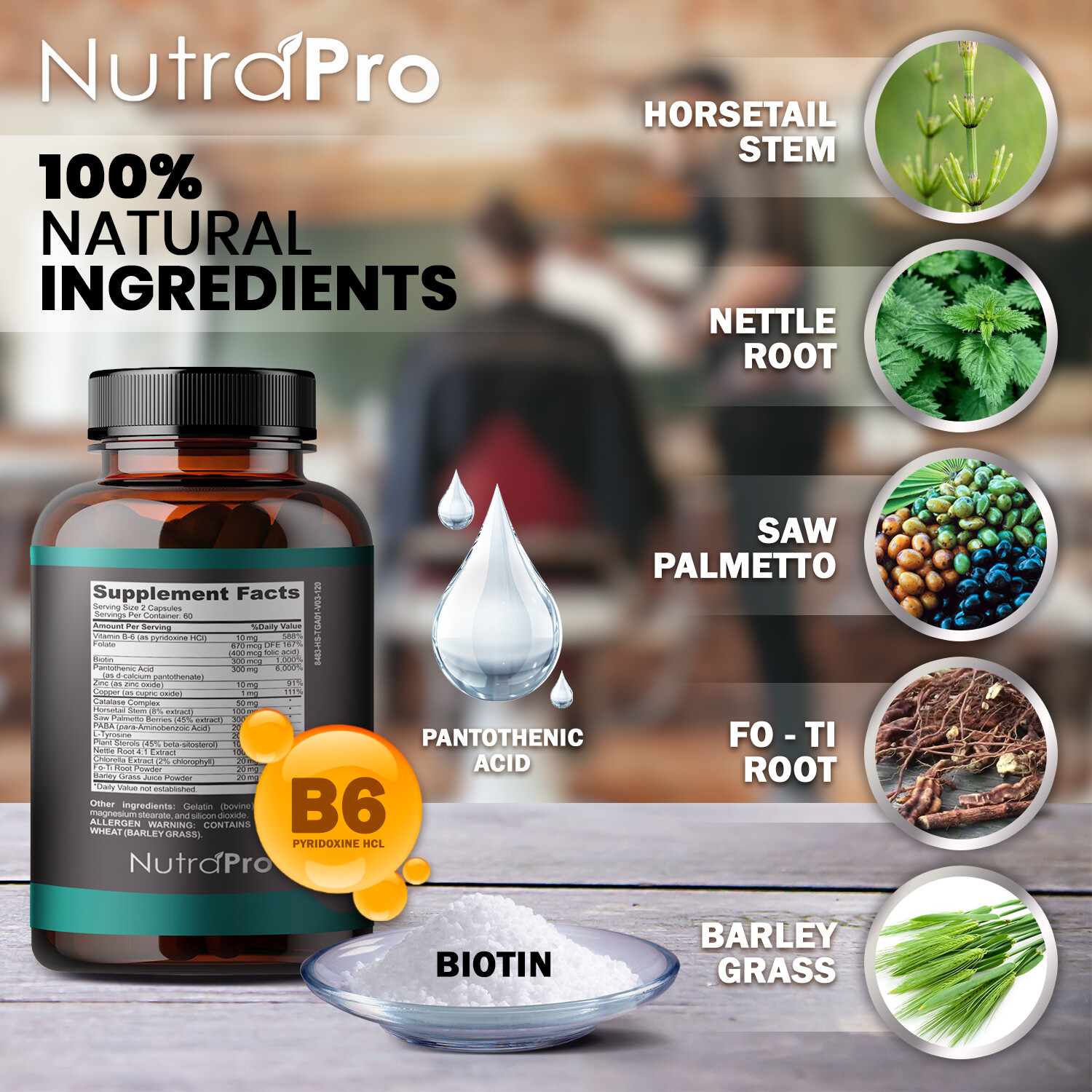 Hair Growth Supplements For Men – Anti Hair Loss Pills.For Hair & Beard.120caps