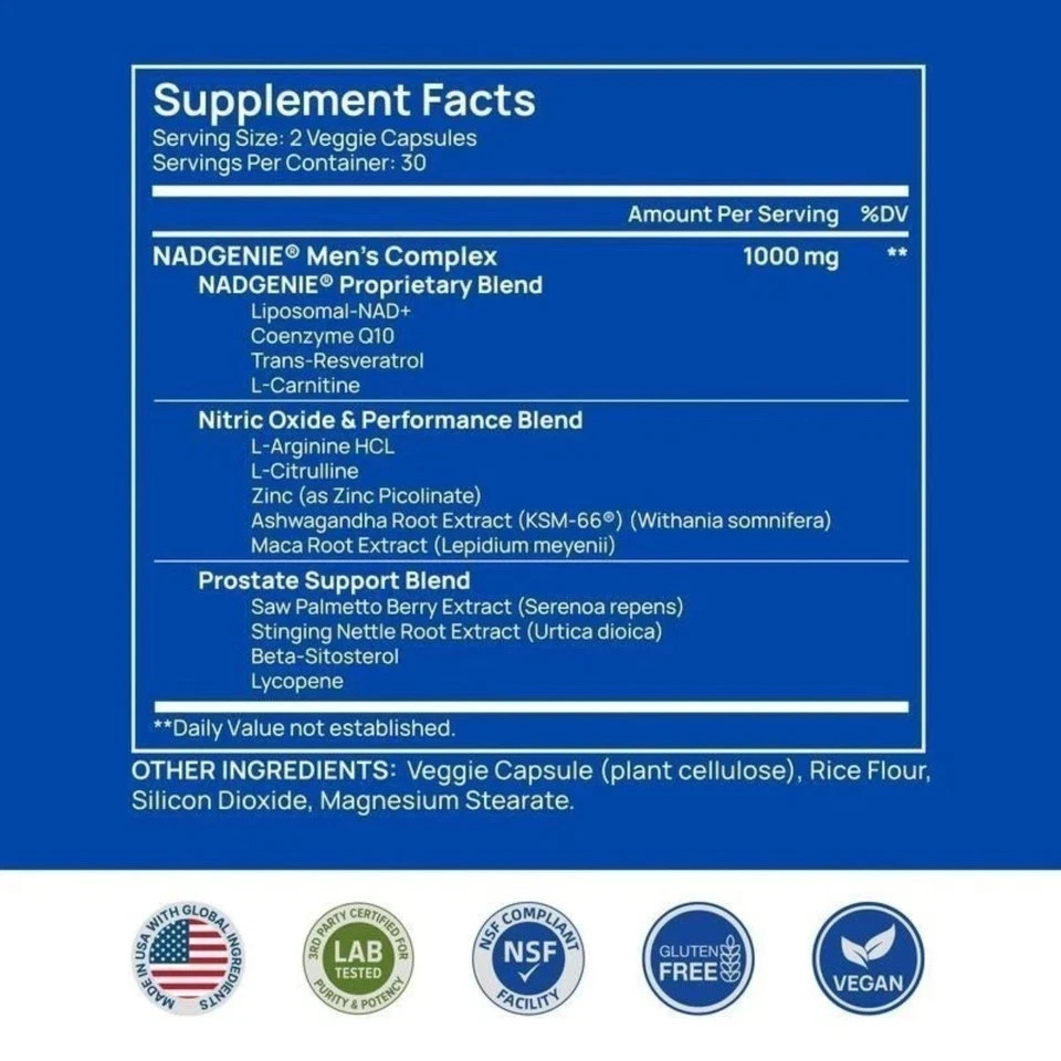 NAD+ Prostate Supplement for Men.Selerb with Maca, & CoQ10 Energy & Health,30ct