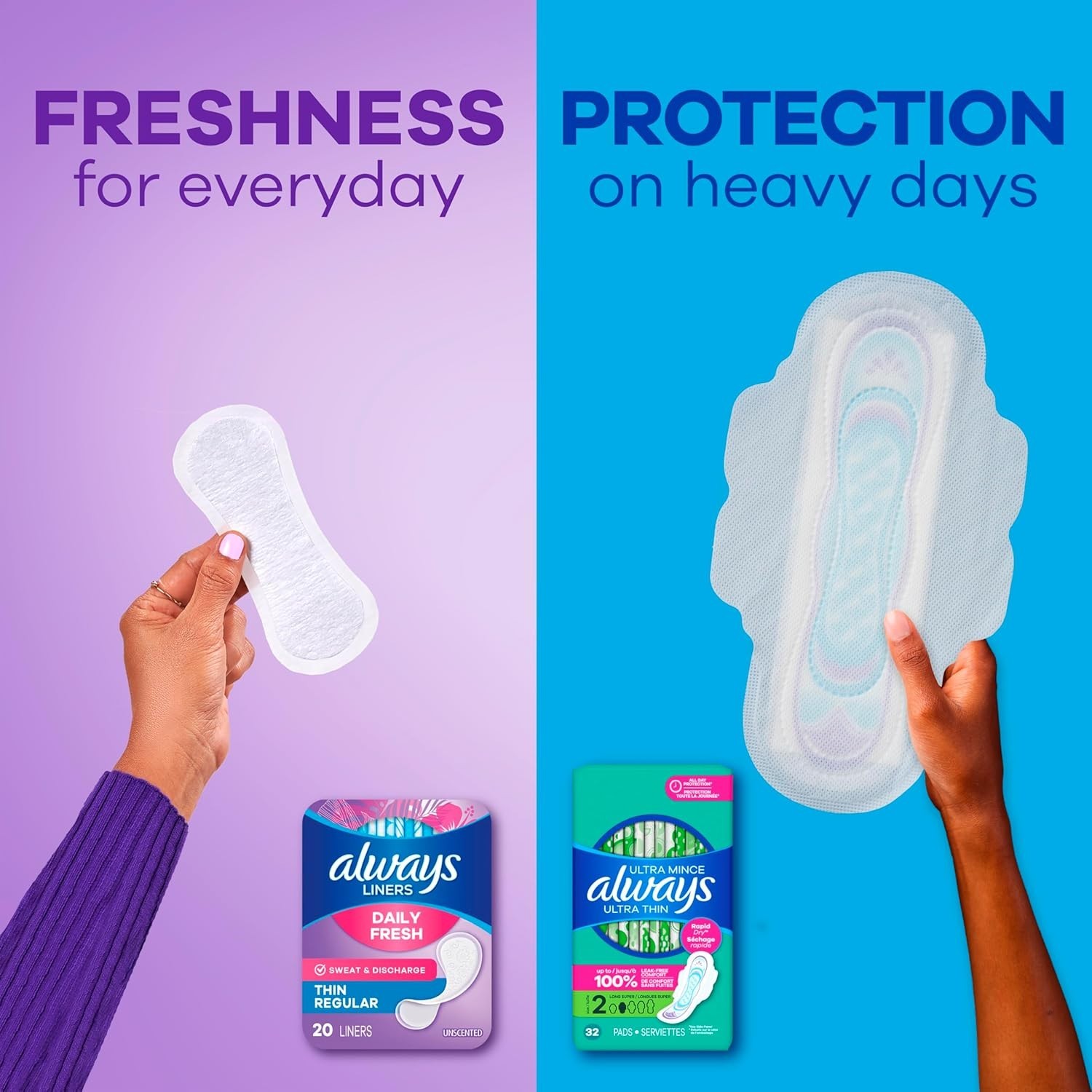Always Daily Fresh Liners, Regular, Unscented, 162ct