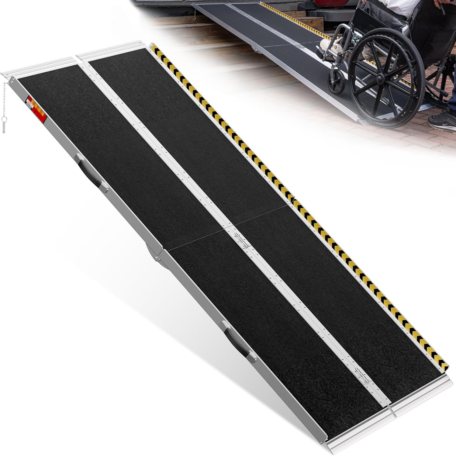 2/3/4/5/6/7/8/10/12FT Home Wheelchair Ramp Non-Skid Folding Aluminum Ramps Steps