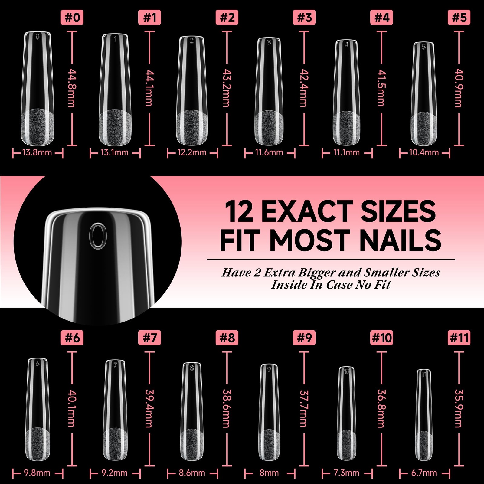 UNA GELLA Long Square Gel Nail Tips XXL: Pre 12 Sizes (Length Not Specified)