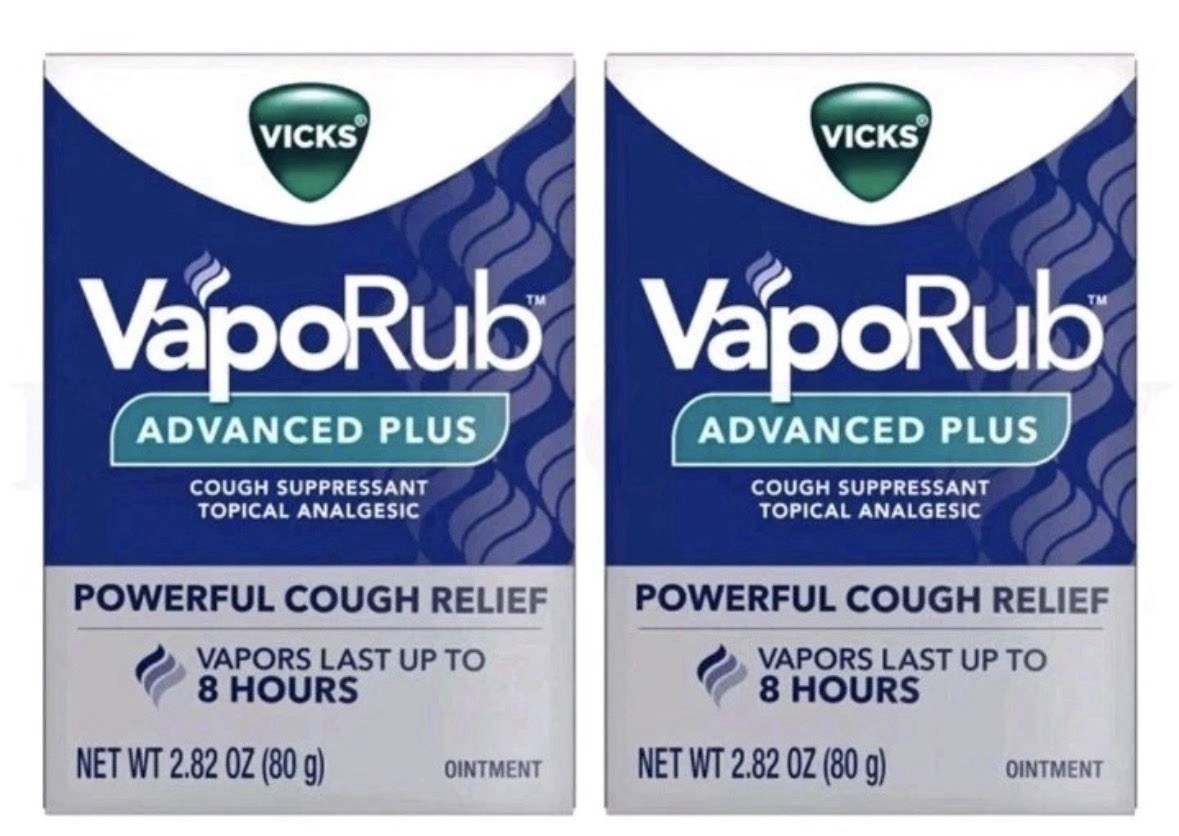 2 Vicks VapoRub Advanced Plus Cough Suppressant Topical Chest Rub 2.82oz EXP7/26