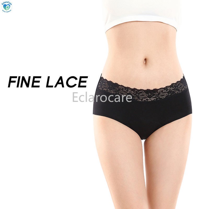 2pcs Adjustable waistband Period Underwear Women Lace Mid-Rise Menstrual Panties