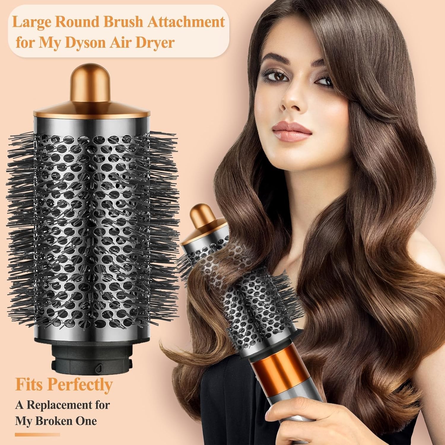 Genuine Dyson Airwrap Round Volumizing Brush Attachment, Nickel/Copper……….