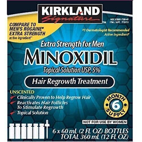 Kirkland Signature Minoxidil 5% Hair Regrowth – 12oz(6x2fl oz) -Exp Date Jun2027