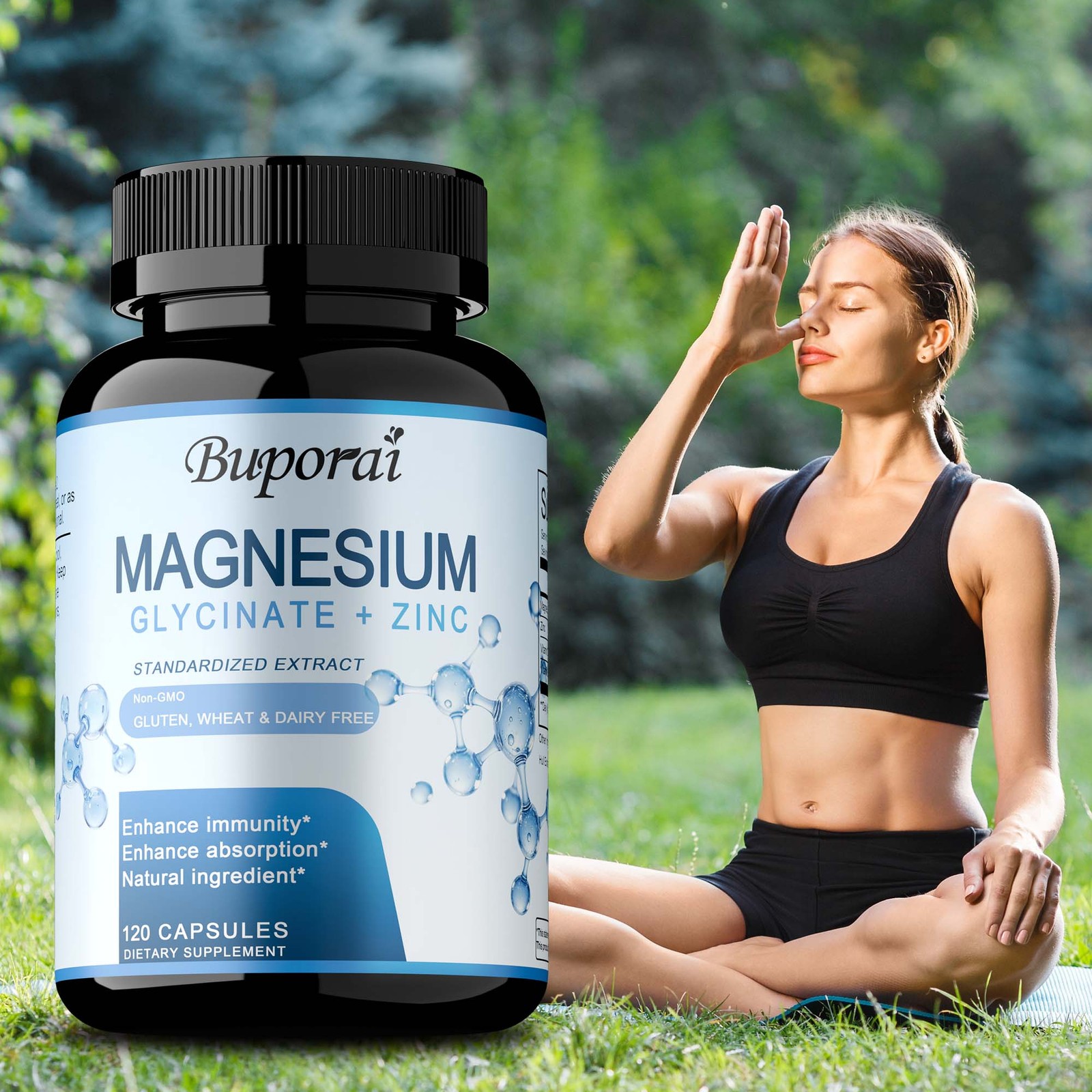 Magnesium Glycinate&Zinc 120pcs-Muscle Relaxation,Supports Bone and Heart Health