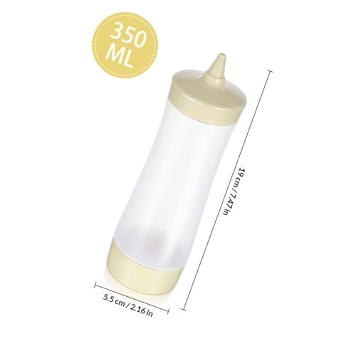 3-Pack 12Oz Plastic Squeeze Sauce Bottles with Leak-Proof Flip Caps for Beige