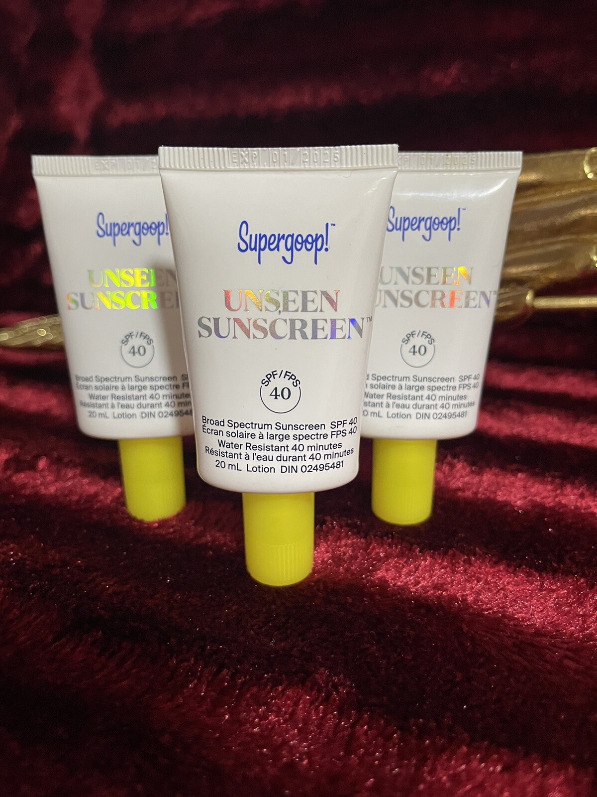 3x Supergoop! Unseen Sunscreen SPF 40 0.68 oz EXP: 01/2025