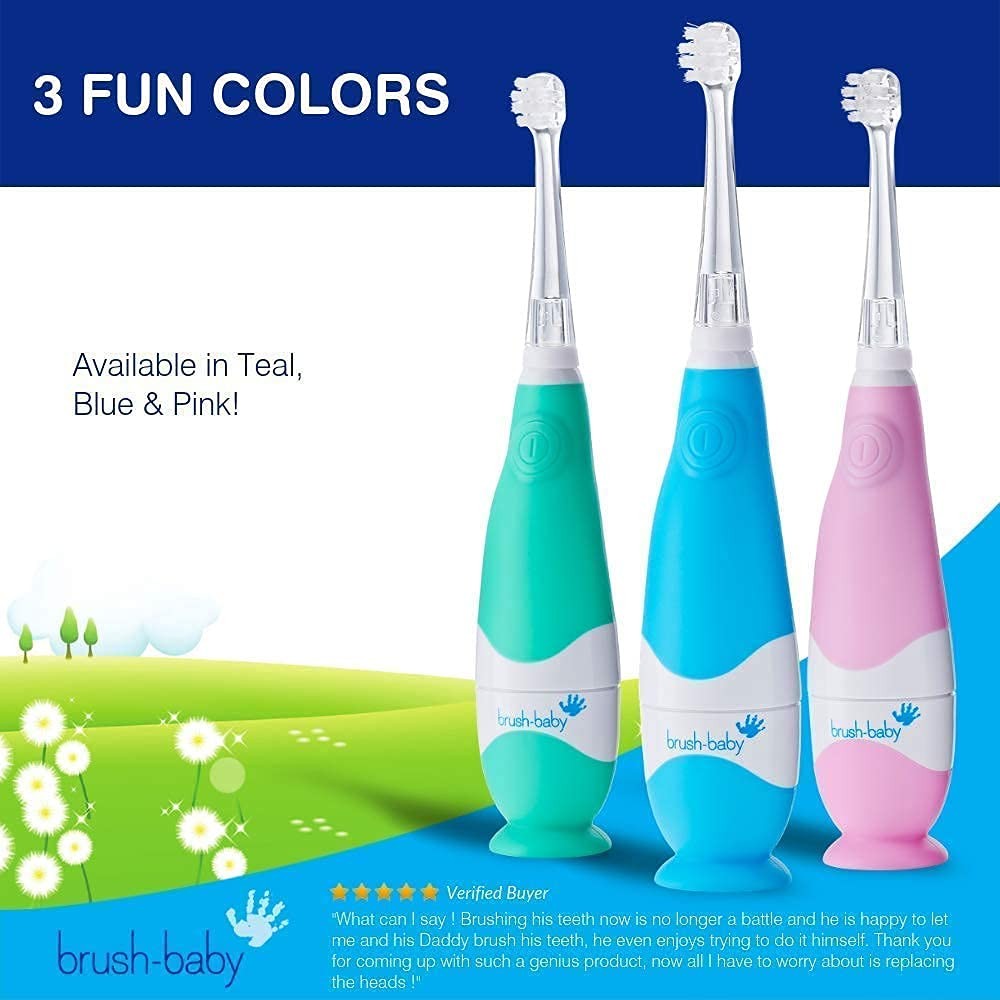 – BabySonic Blue Electric Toothbrush, 0-36 Months – Soft, Gentle Vibrating To…