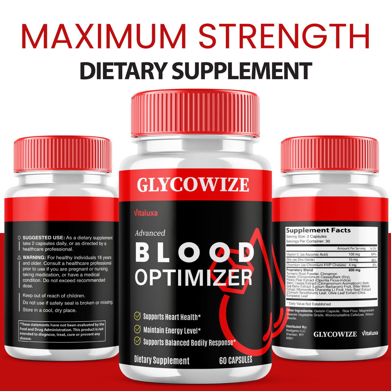 (5 Pack) Glycowize Advanced Blood Pills Natural Glycogen Support (300 Capsules)
