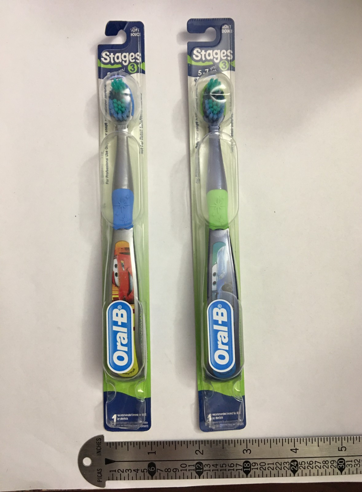 2X Oral-B Toothbrush Stages 3 Soft Cars Kids 5-7 Years Cars Mcqueen