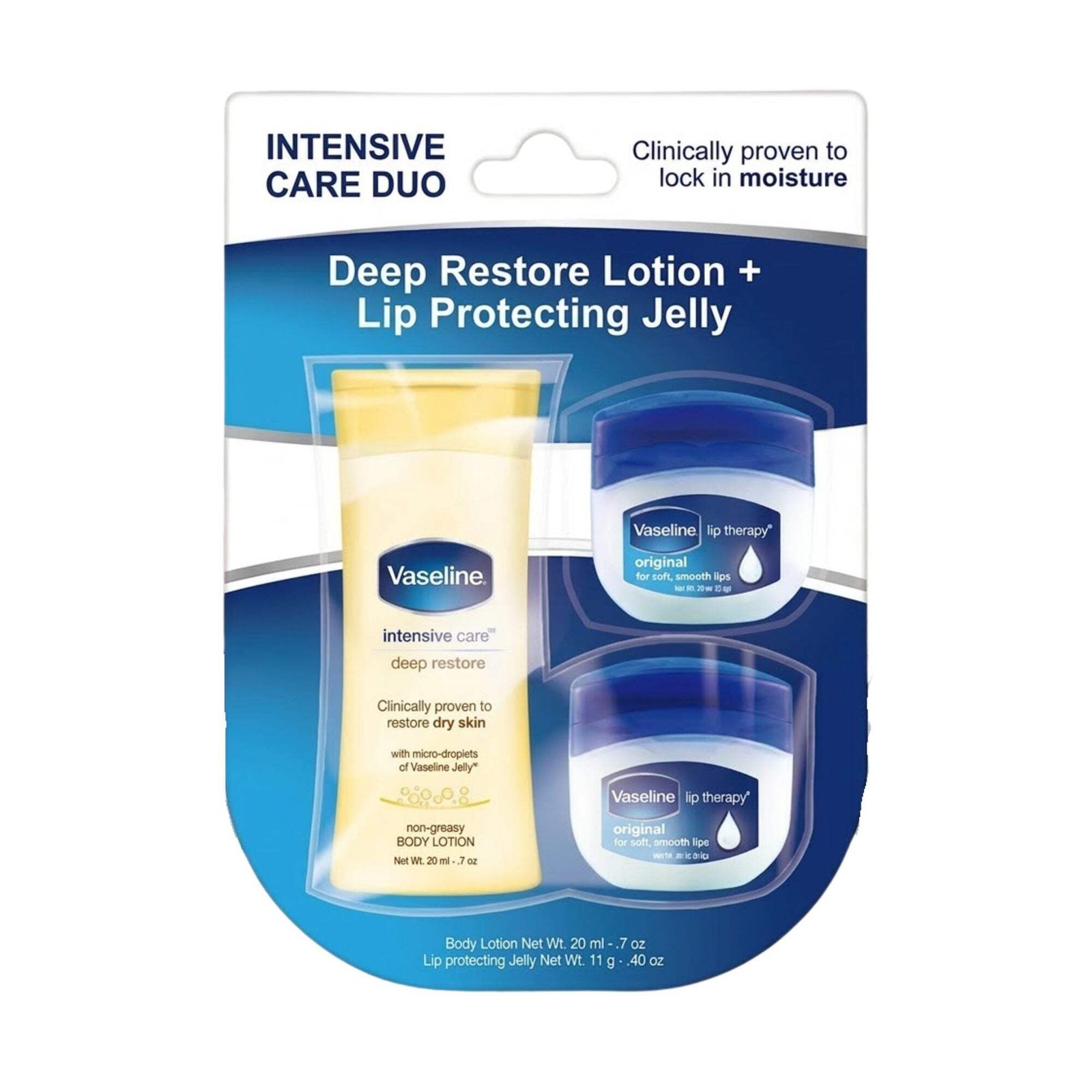0.7 oz Vaseline Deep Restore Lotion + 0.42 oz Lip Jelly Value Pack