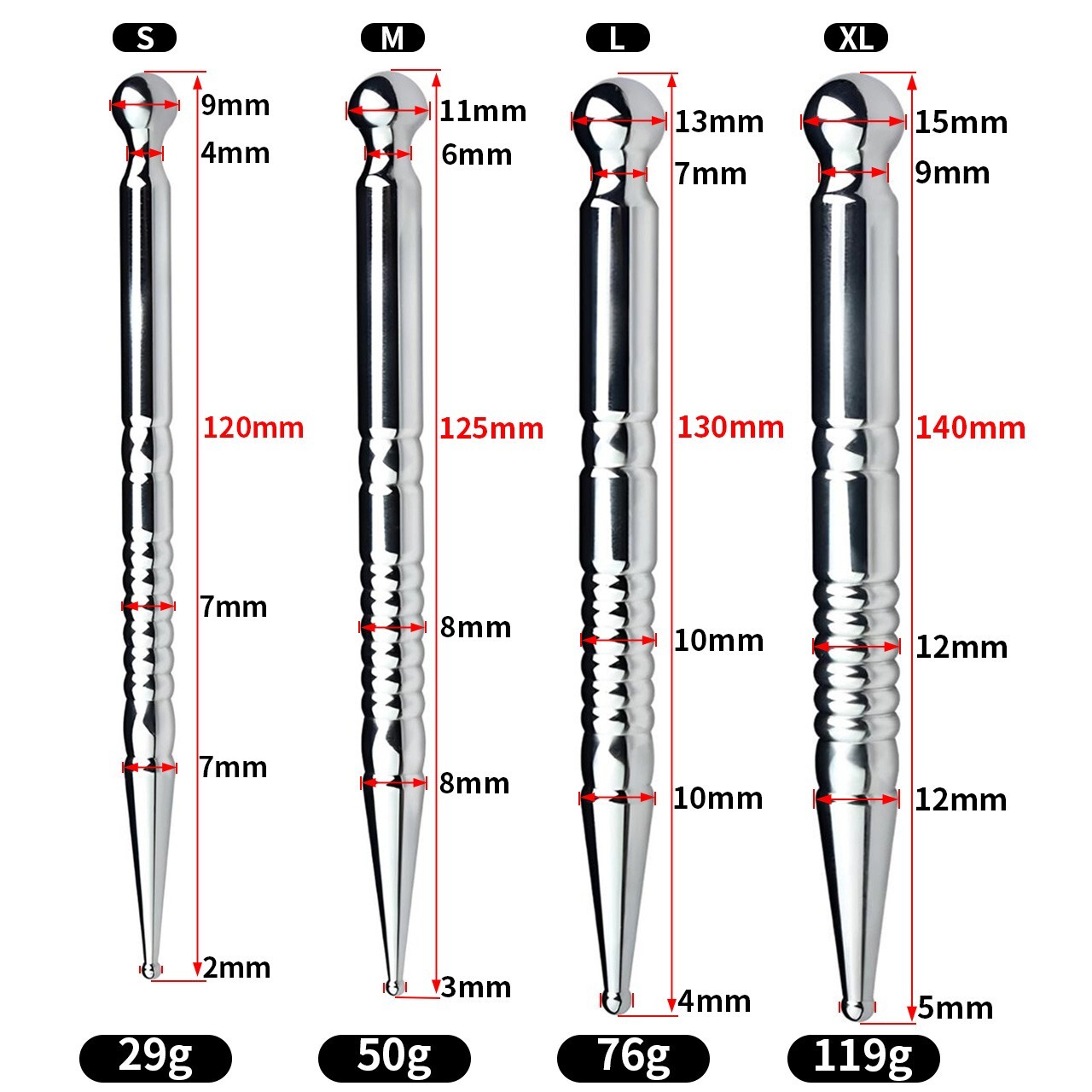 2024 Male Stainless Steel Penis Plug Urethral Sounding Dilator Penis Stretcher