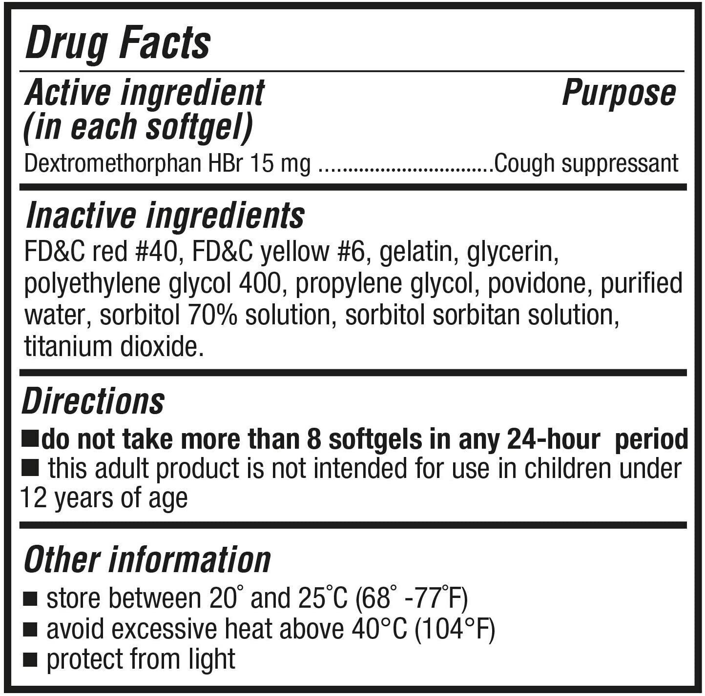 Puregen Cough Relief for Adults Dextromethorphan 15mg 60 Softgels