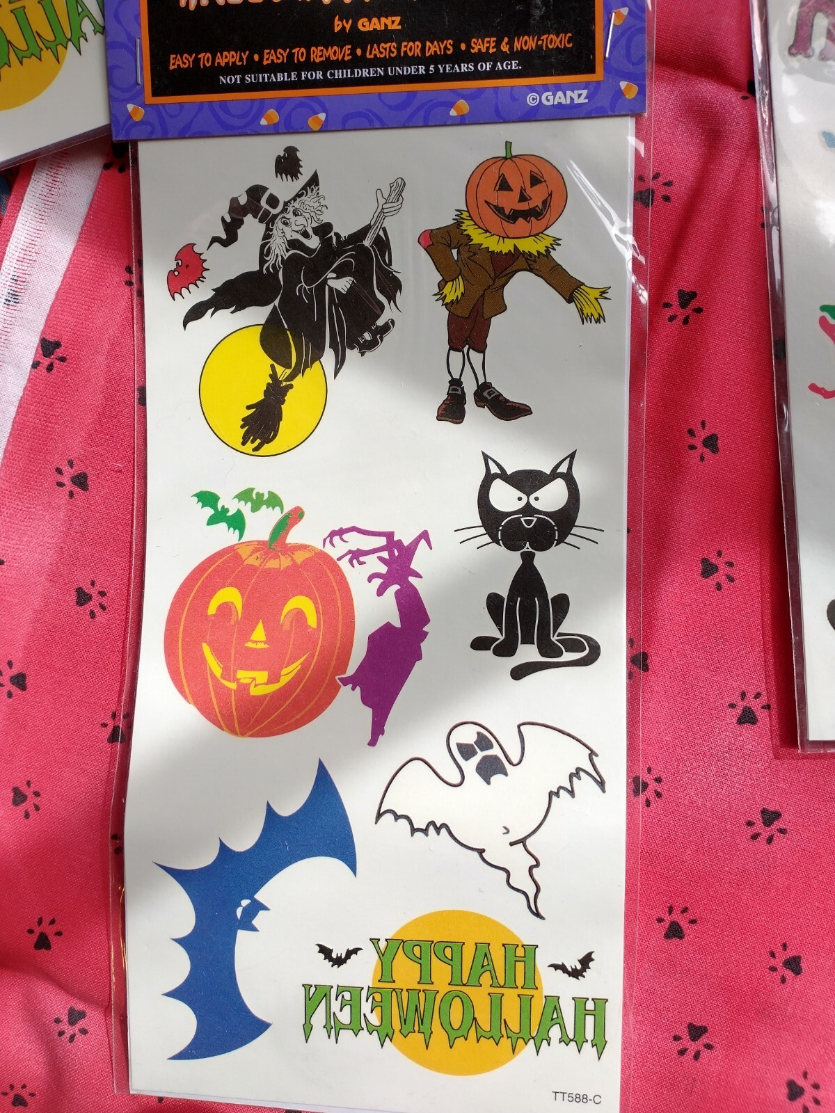 Temporary Halloween Tattoos NIP EASY TO APPLY& REMOVE CAT, SKELETON,WOLF,SPIDER