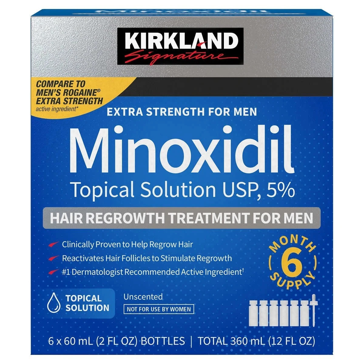 Kirkland Minoxidil 5% Extra Strength Men 6 Month Supply Hair Regrowth