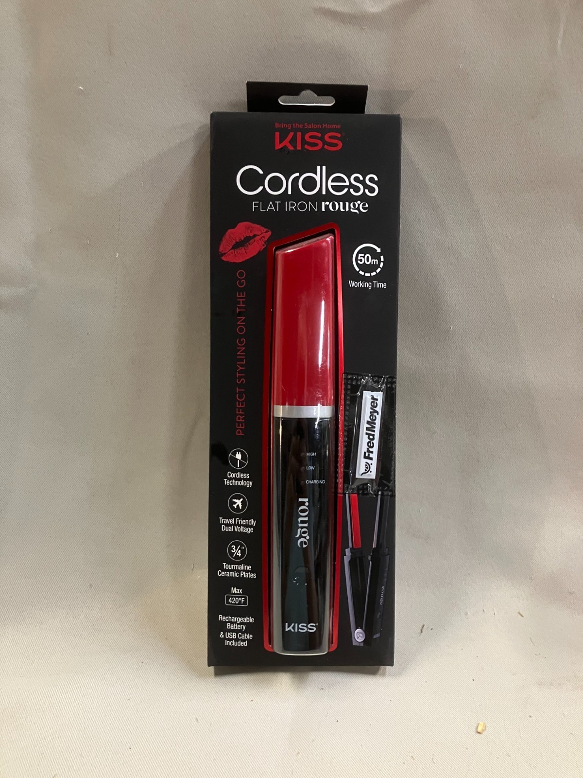 Kiss Cordless Flat Iron USB Rechargeable Hair Straightener travel friendly 3/4″