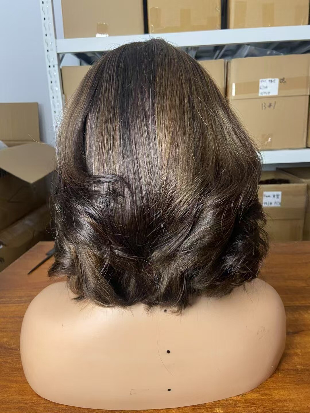 Human Hair Short Wig With Bangs Highlight Human Hair Wig None Lace