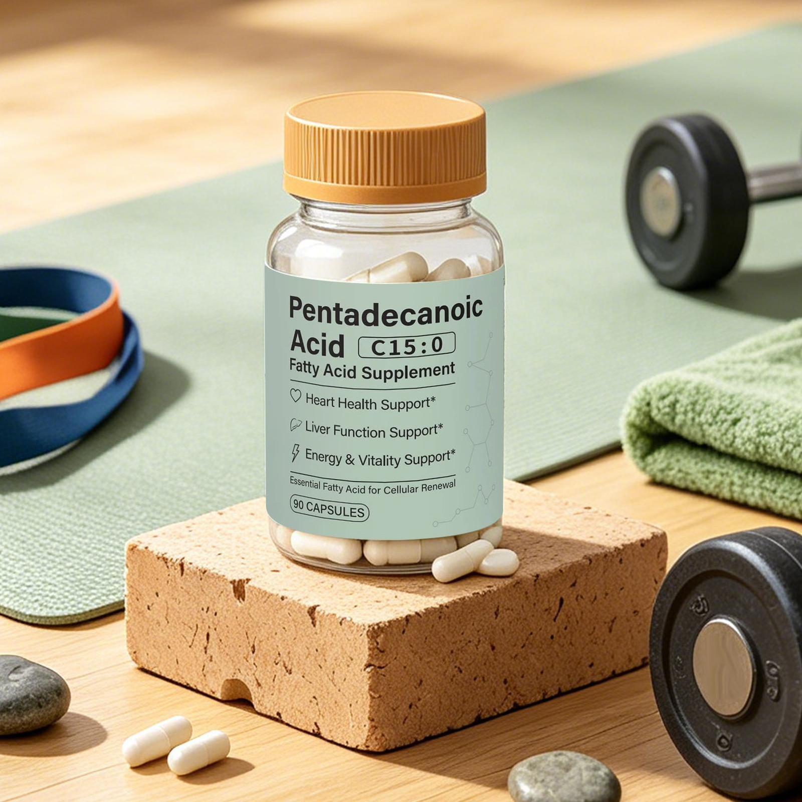 C15:0 Fatty Acid Supplement, 90 Pentadecanoic Acid Capsules, Pure Plant-Based Es