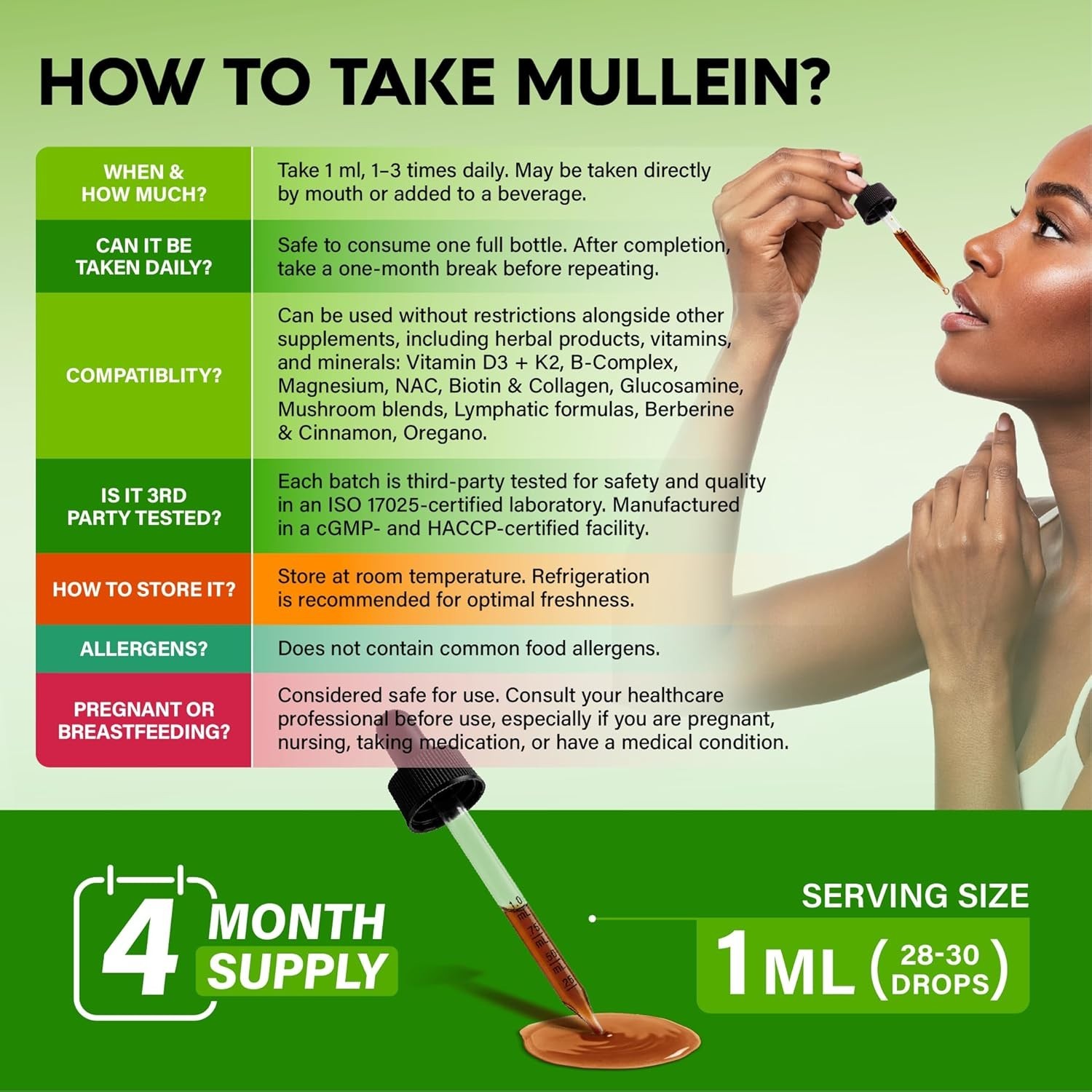 Mullein Drops for Lungs – USDA Organic Liquid – Mullein Leaf Extract