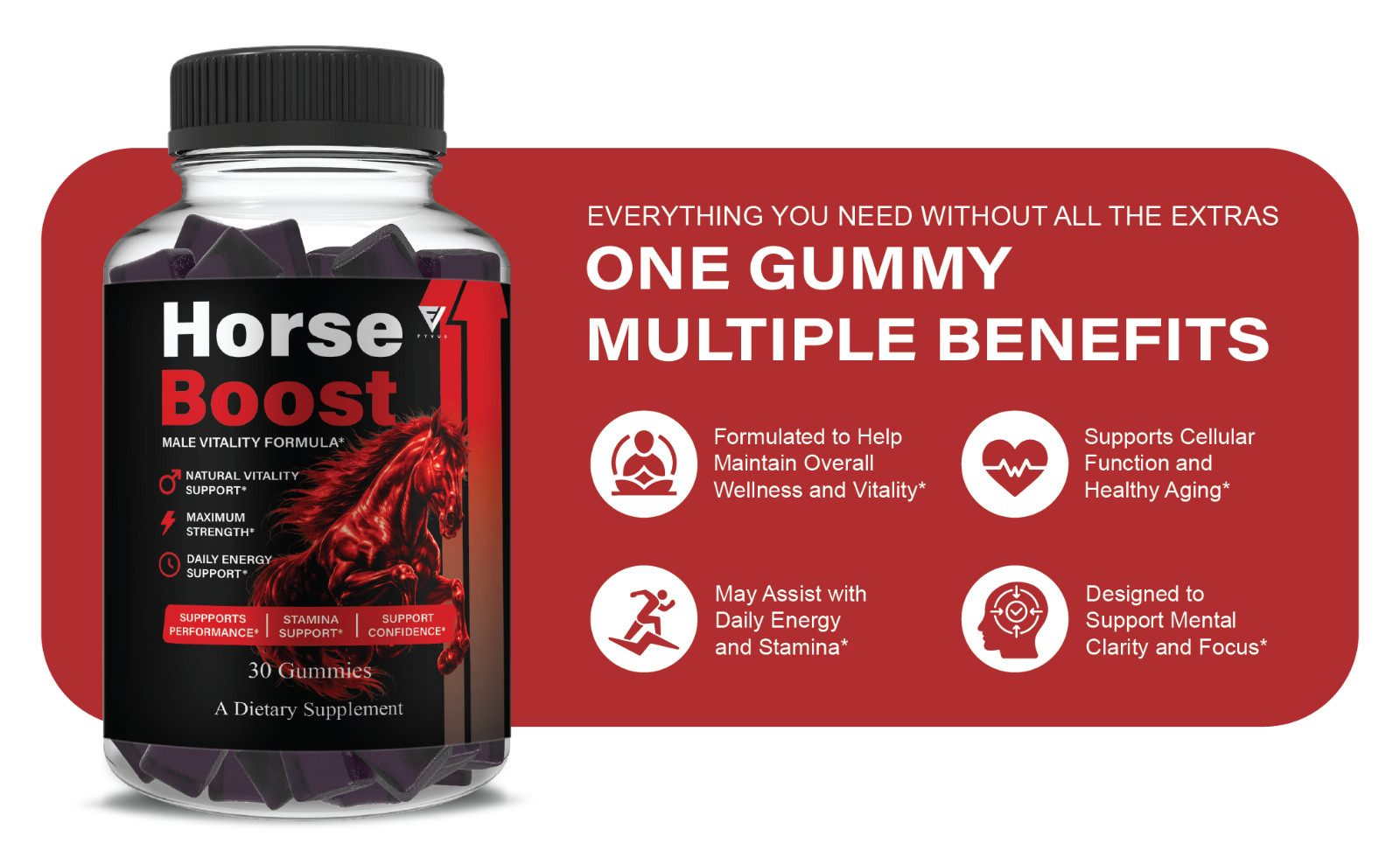 (2 Pack) Horse Boost Gummies, HorseBoost Male Performance (60 Gummies)