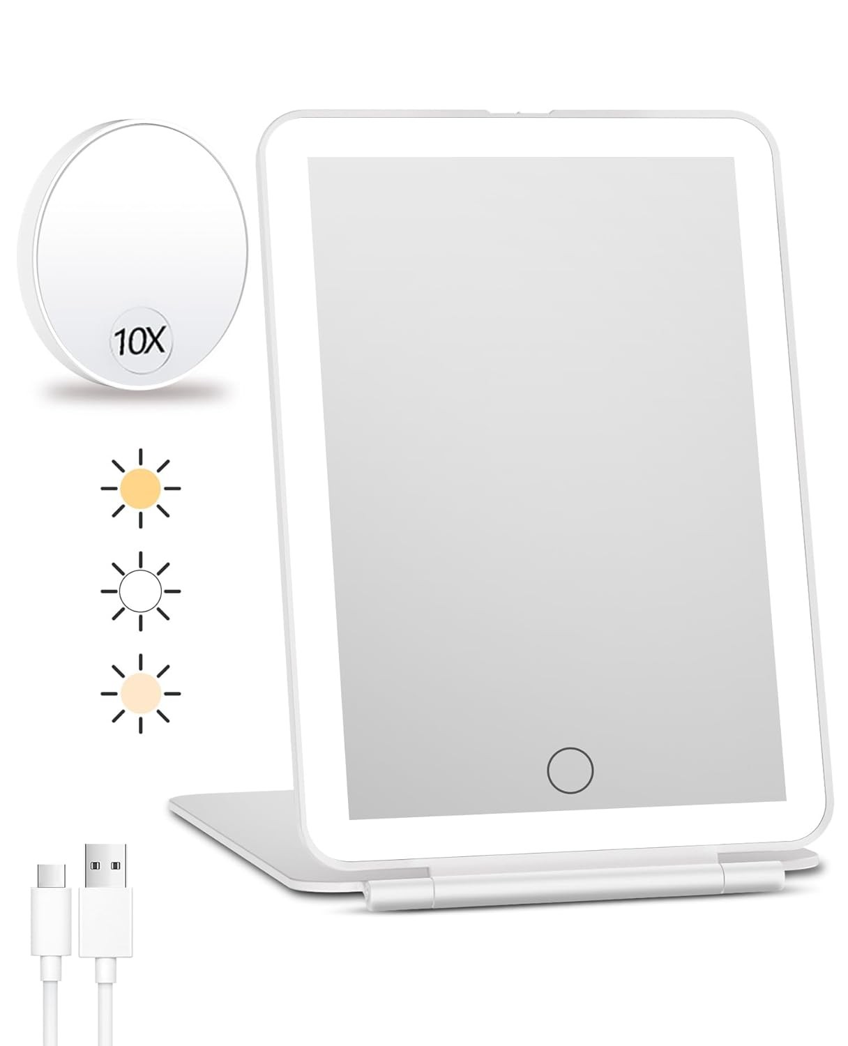 Rechargeable Travel Makeup Mirror W/ 72 Led Lights Portable Lighted Beauty