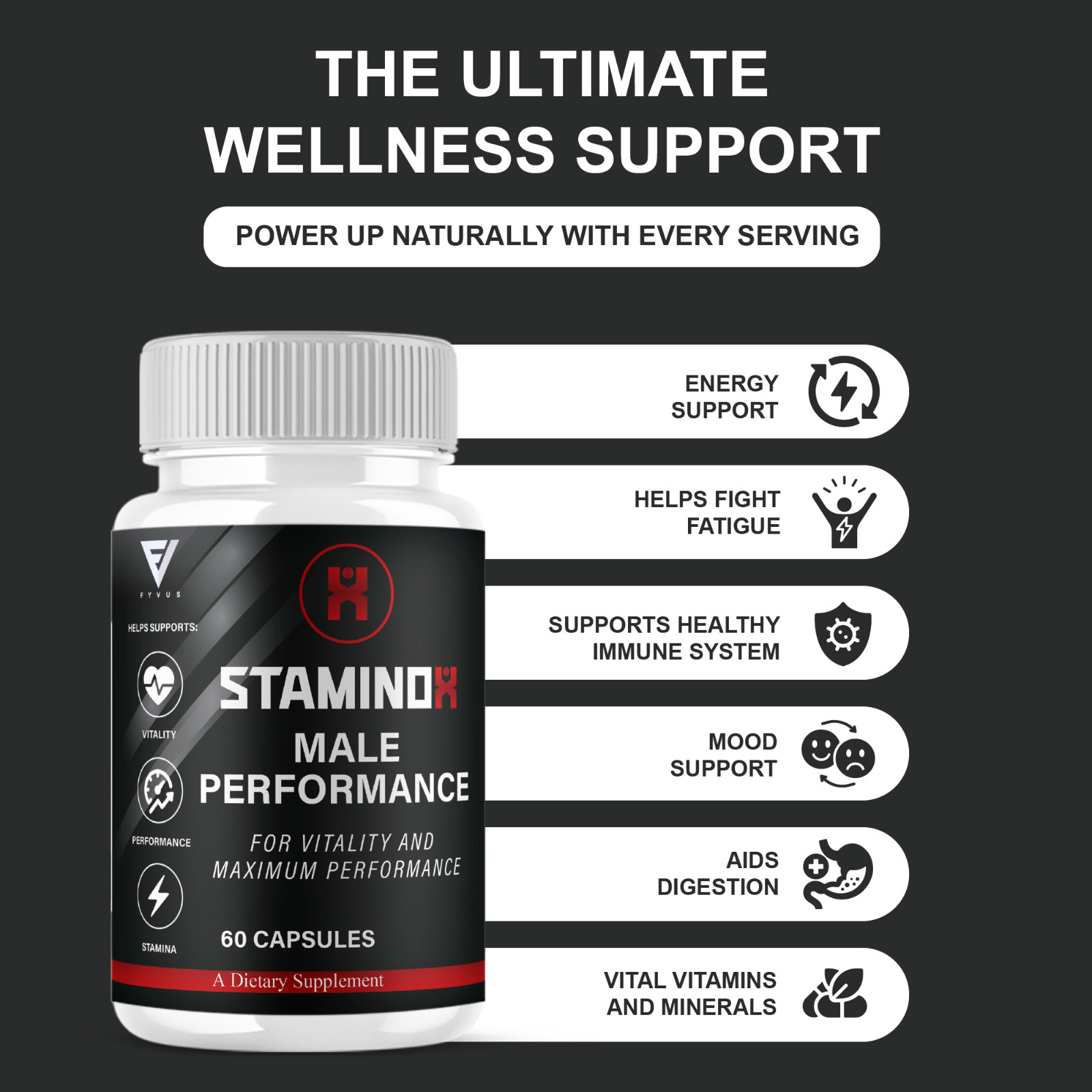 Staminox Premium Performance Supplement, Staminox Pills (60 Capsules)