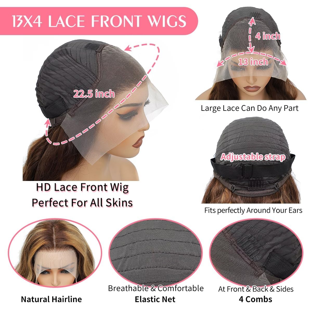 30 Inch Human Hair Honey Blonde Ombre 13×4 Lace Front Wig High Density