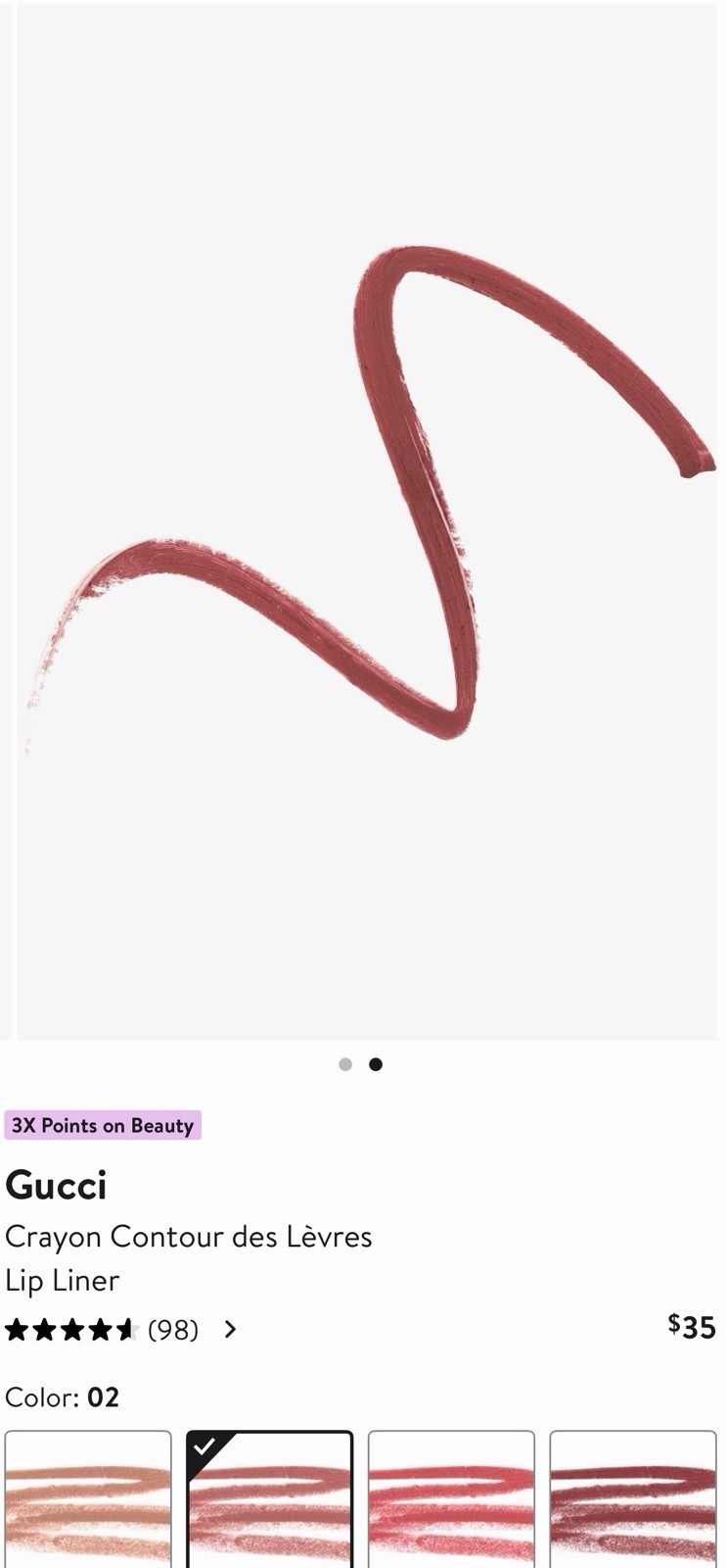 GUCCI CRAYON CONTOUR DES LEVRES LIP PENCIL TENDRE 02 Full Size 1.14g/0.04oz