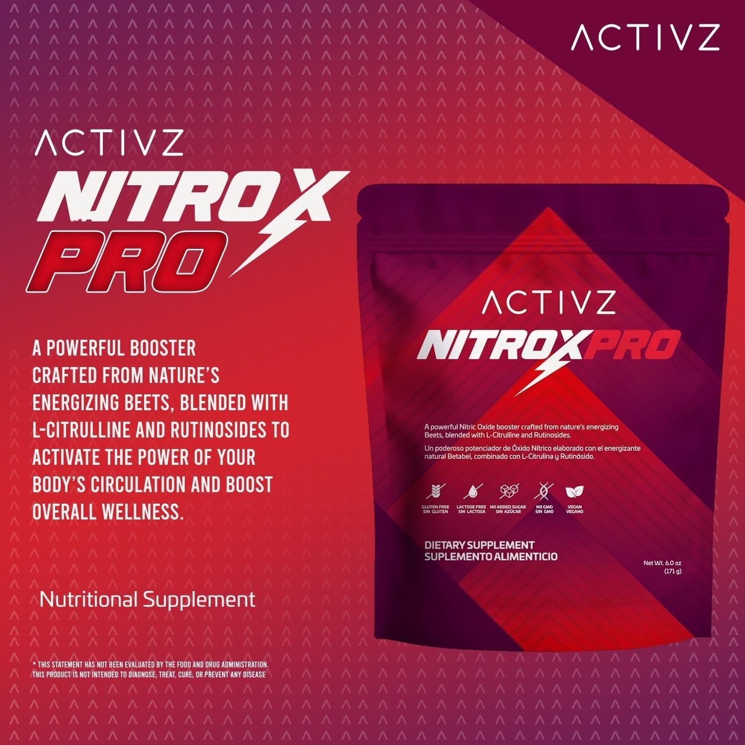 ACTIVZ NitroxPro™ Drink PowderL-Citrulline, Rutinosides, CyLoc Dextrin, DexKey