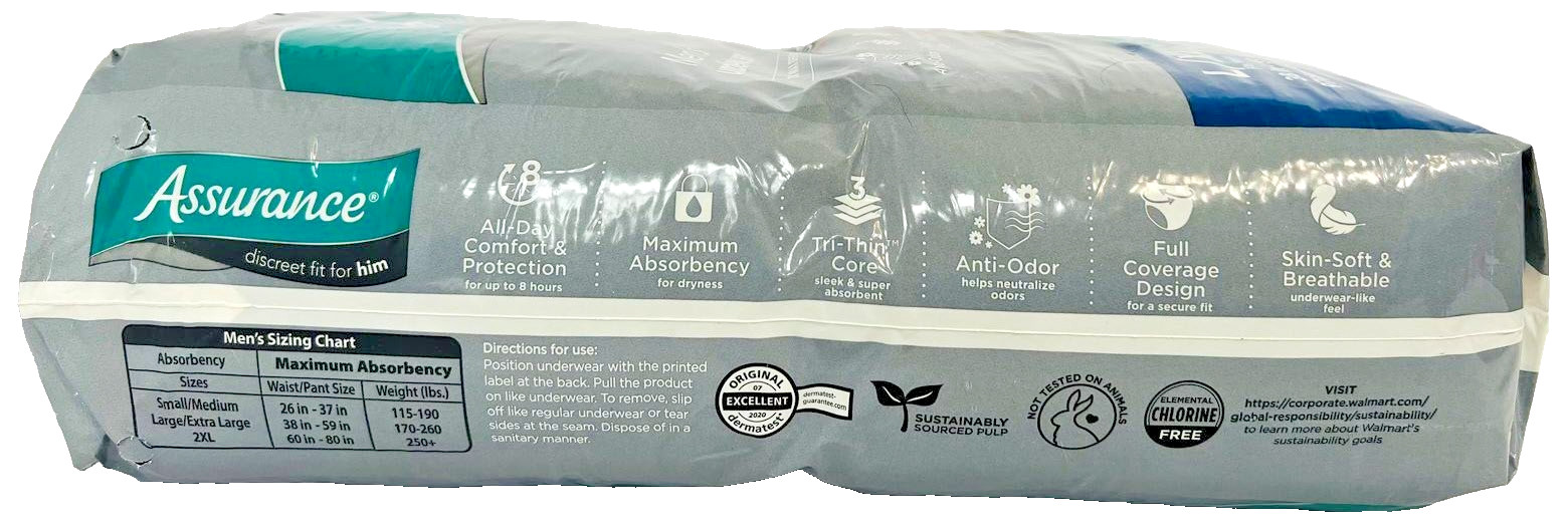 Assurance Men’s Incontinence Underwear L/XL Maximum Absorbency 36 Count