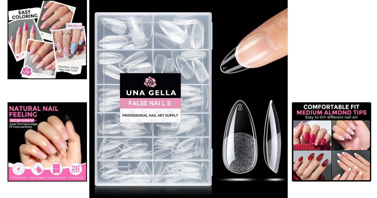216pcs Almond Nail Tips – Pre-shaped Press On Gelly Nails for Perfect Manicures