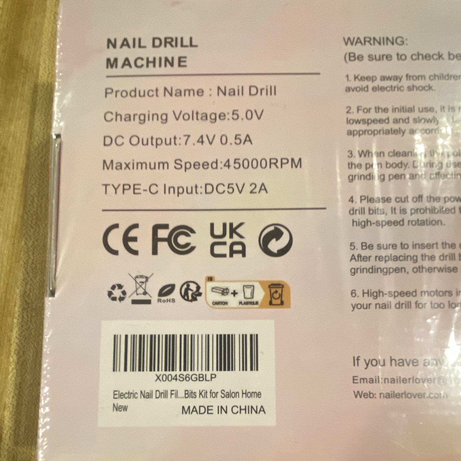 LUELLE Rechargeable Electric Nail Drill File Bits Kit, Battery, X004S6GBLP