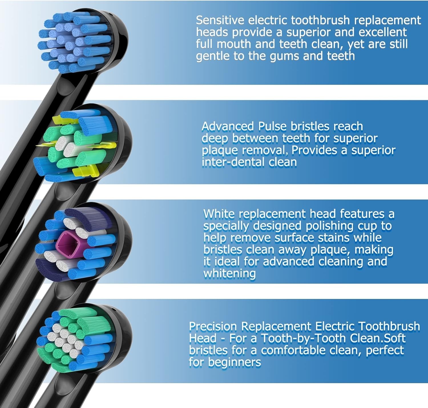 16 Pack Oral-B Braun Replacement Toothbrush Heads Black Electric Brush Refill