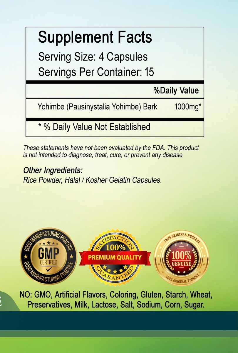 Yohimbine Extract 2000mg capsules serving- USA Deal