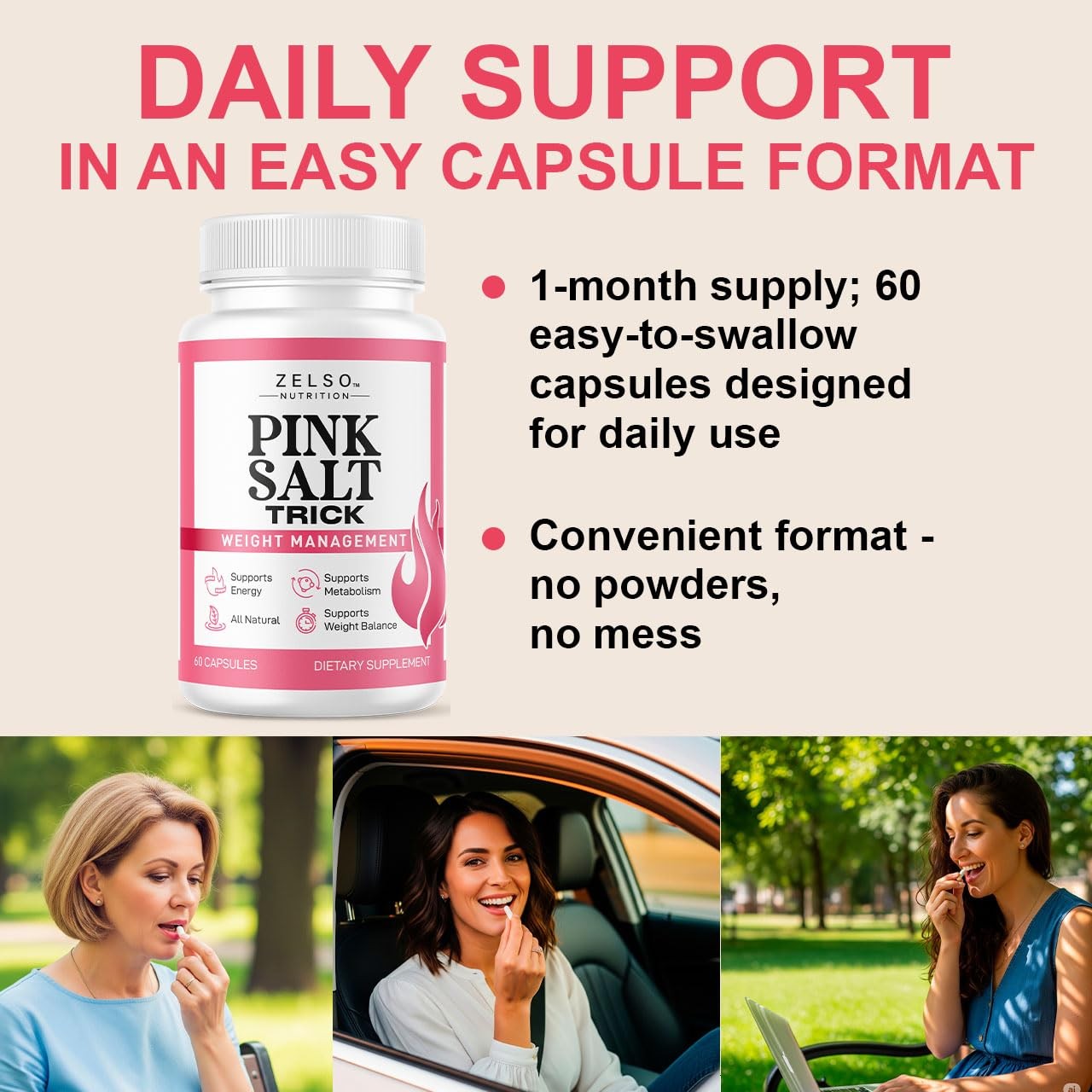 (3 Pack) Pink Salt Trick Capsules – Original PinkSalt 60 Count (Pack of 3)