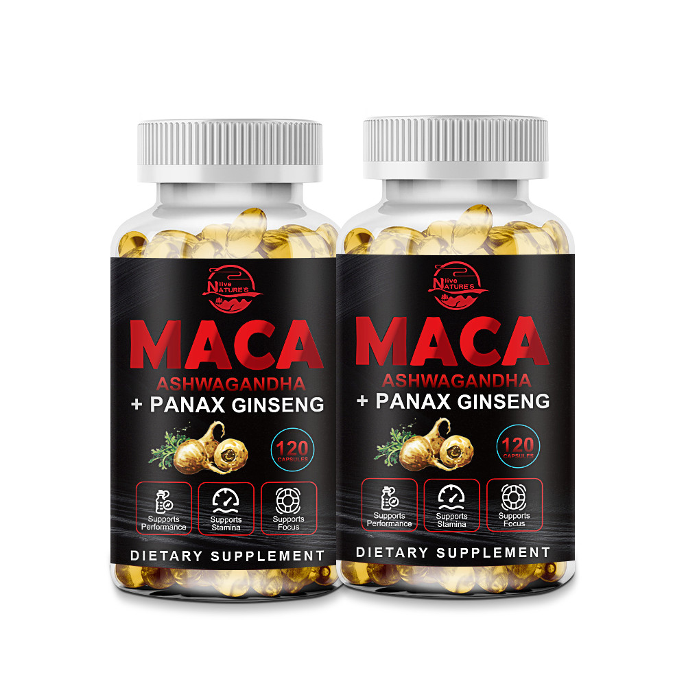 Organic Maca Root + Panax Ginseng 12000mg, Peruvian Maca Extract for Men & Women