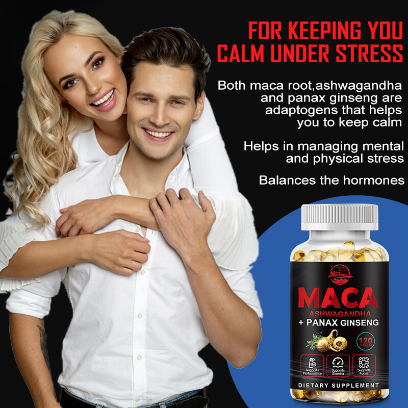 Organic Maca Root + Panax Ginseng 12000mg, Peruvian Maca Extract for Men & Women