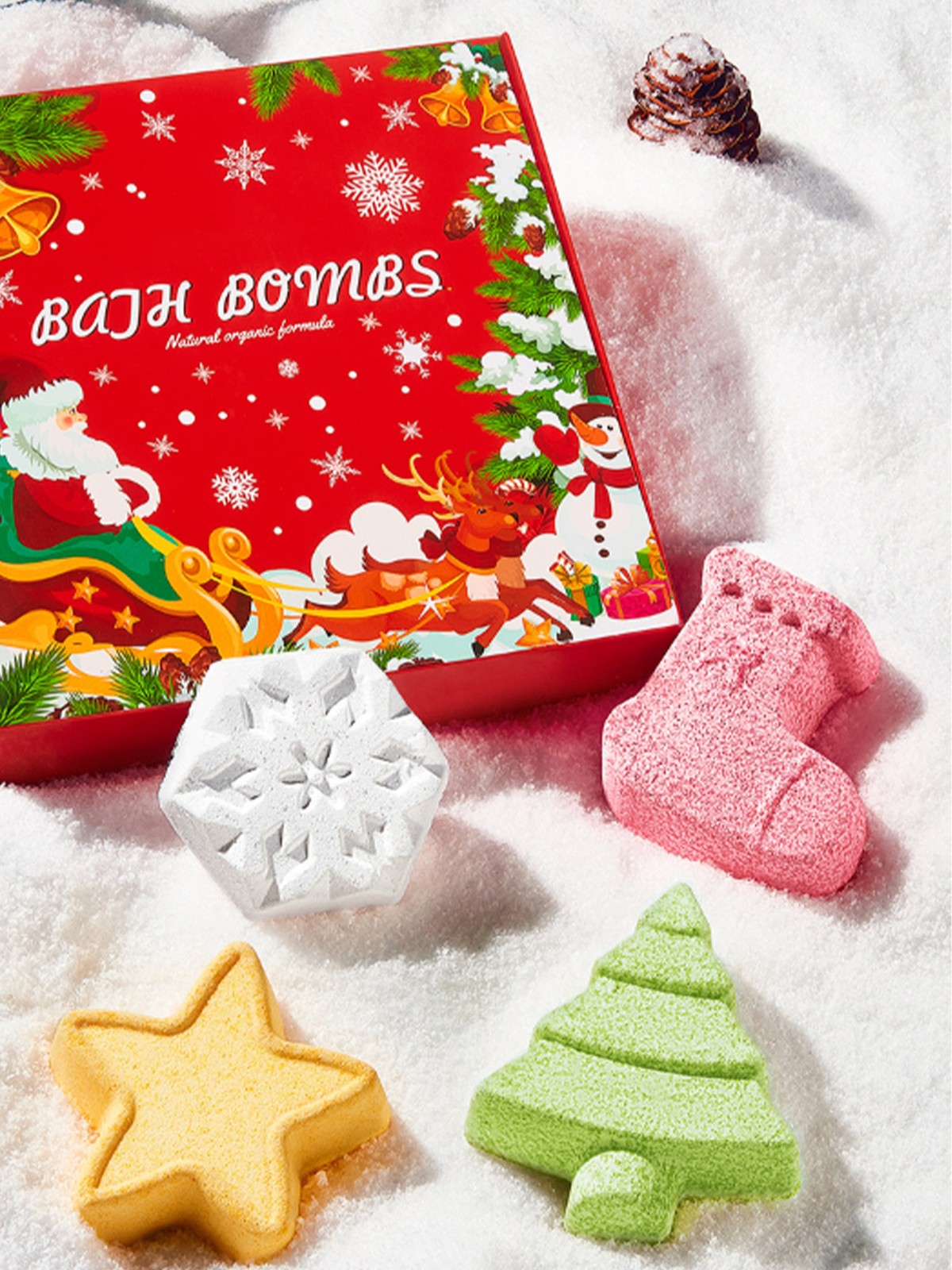 1Set 4PCS Bath Salt Ball Bathing Christmas Style Fizz And Bubble Bath Bombs