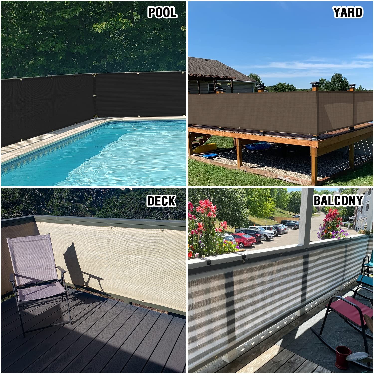 E&K Sunrise 3′ x 10′ Balcony Privacy Fence Screen Cover with Zip Ties Outdoor…